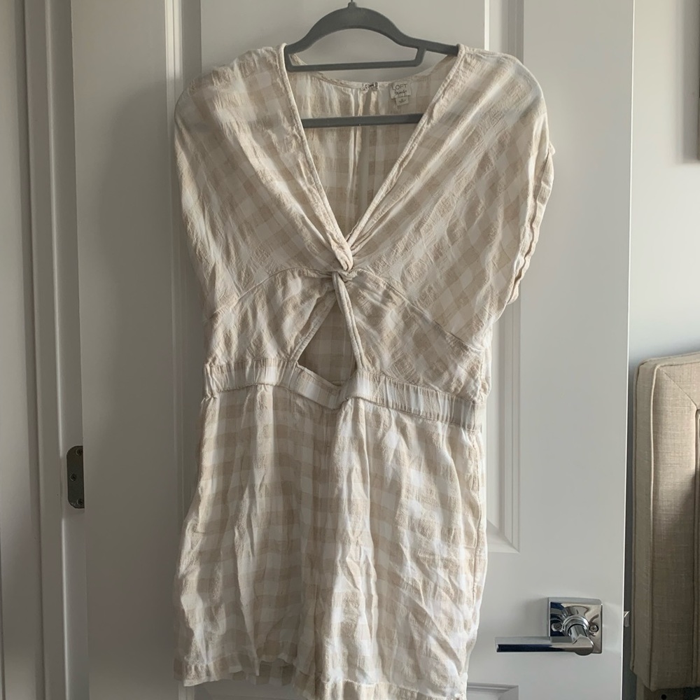 LOFT twist front gingham romper